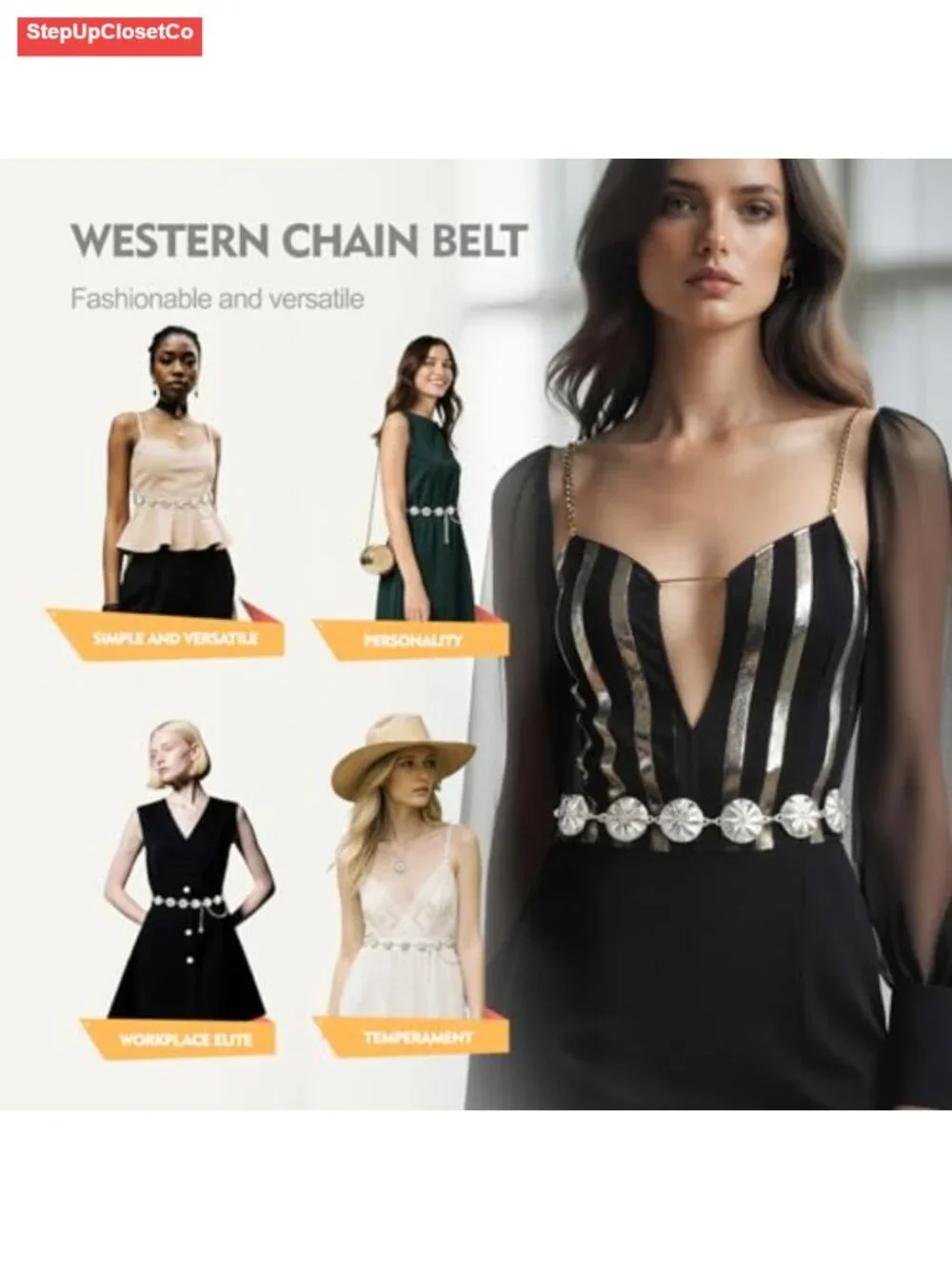 Waist Chain Belt Women Linked Belts for Jeans Dresses